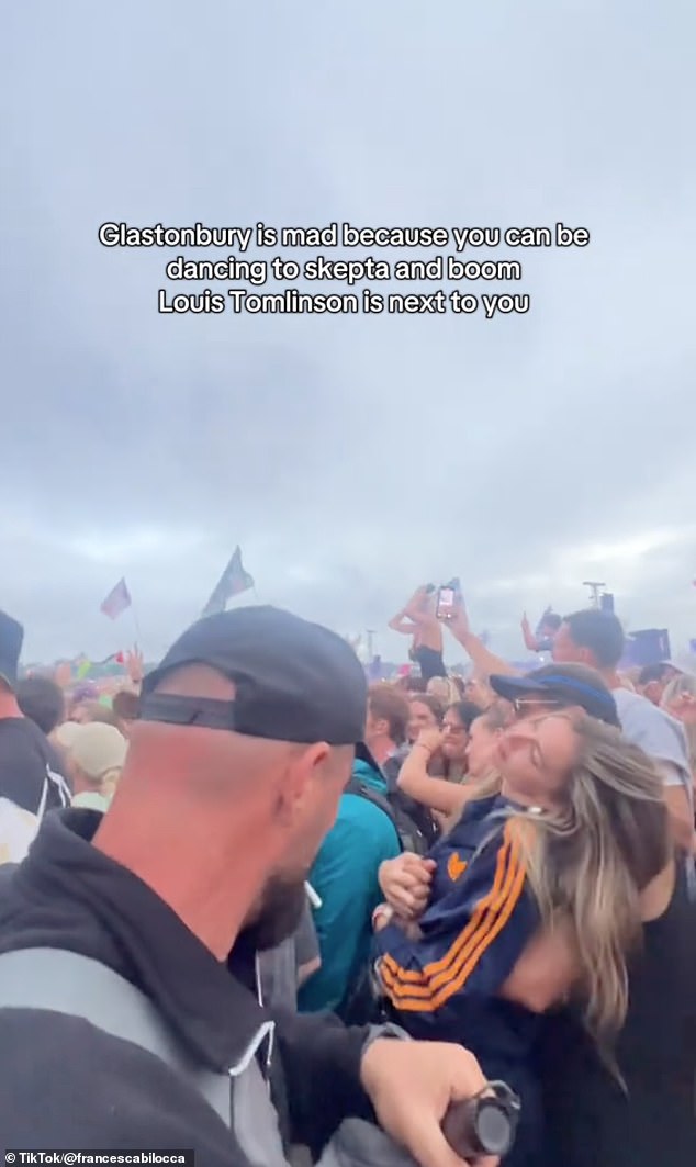 A new video posted to TikTok shows Zara McDemortt and Louis Tomlinson packing on the PDA at last weekend's Glastonbury festival