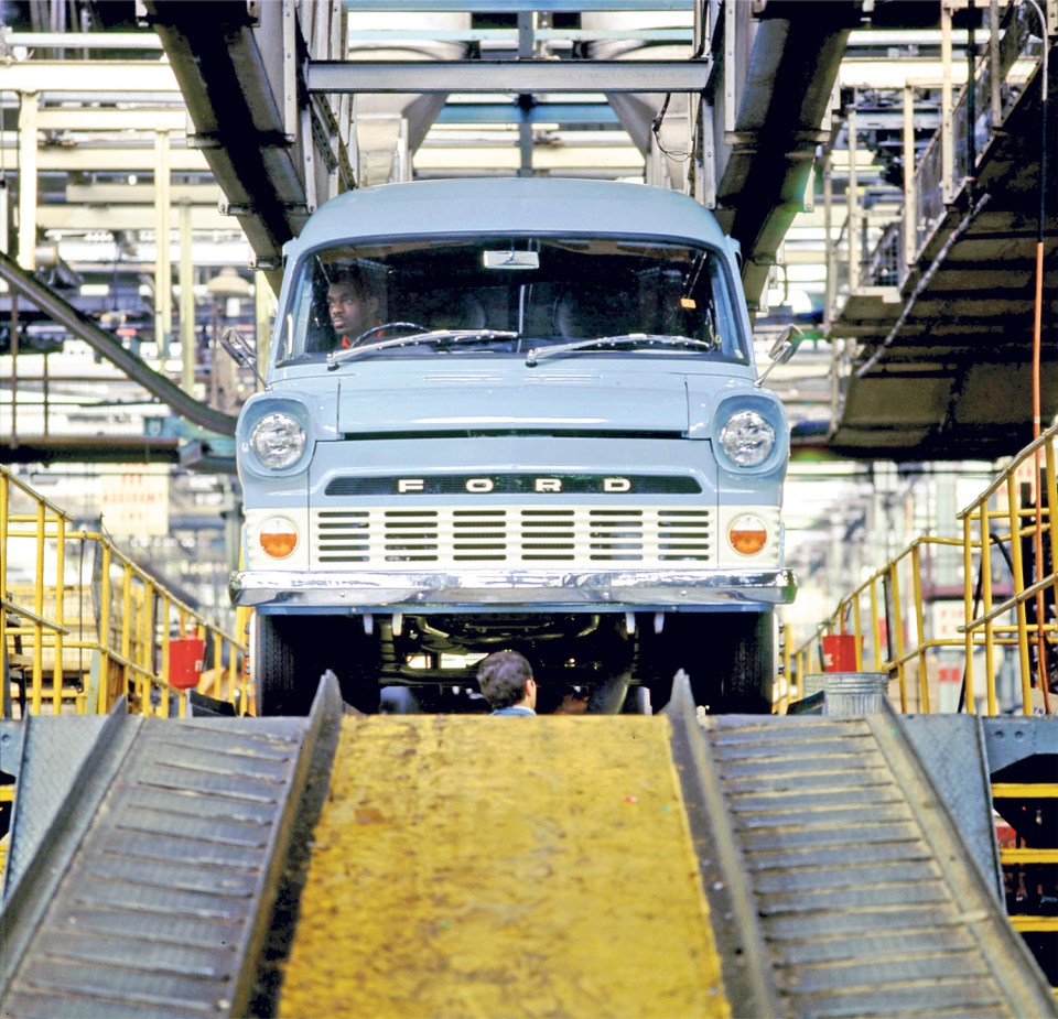 Ford Transit van on assembly line.