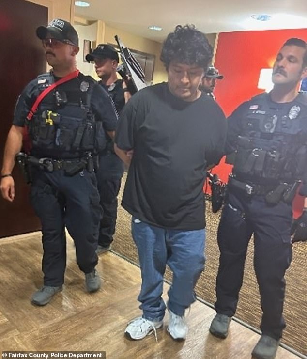 Images captured by authorities show him being held by two police officers following his arrest