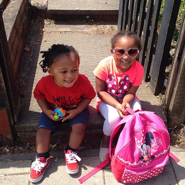 Ameiya and Ricardo seen in a heartwarming family photo as smiling youngsters