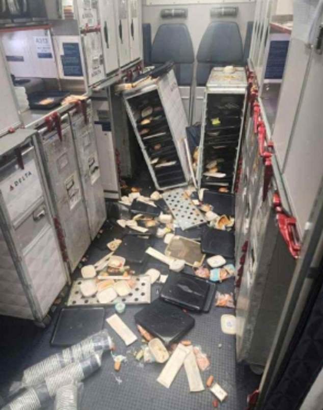 Rosenschein shared his story with the Daily Mail following yet another mid-air scare — this time aboard a Delta Air Lines flight from Salt Lake City to Amsterdam (above) that was struck by severe turbulence, hospitalizing 25 people .