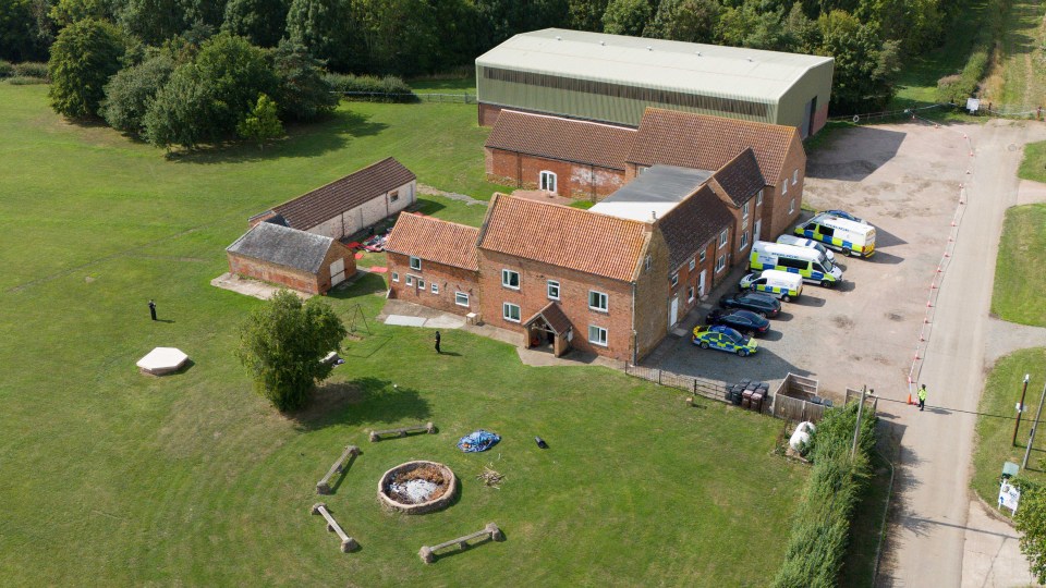 Aerial view of a crime scene in Stathern, Leicestershire.