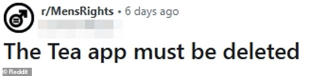 A 'Men's Rights' subreddit has gone as far as calling for Tea to be completely eliminated