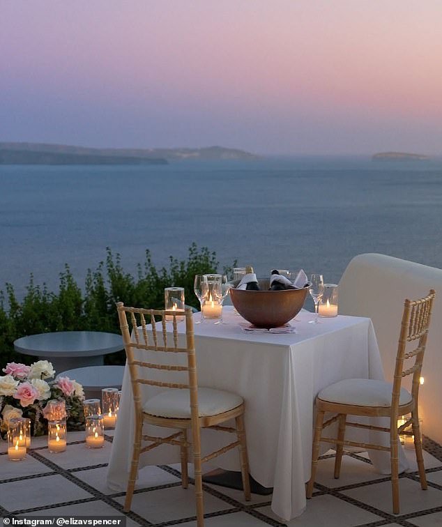 The tech executive popped the question to Princess Diana's niece in a stunning setting in Santorini