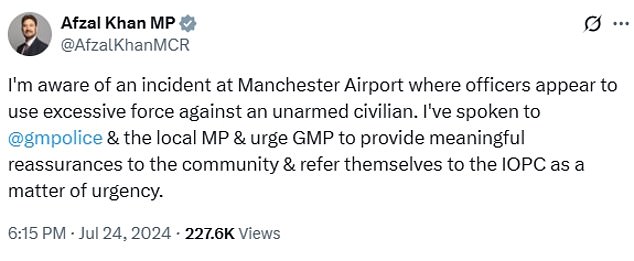 Afzal Khan, Labour MP for Rusholme, seemingly sided with the brothers' in a post on X
