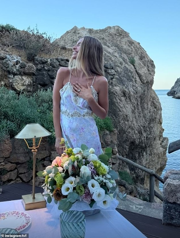 Wearing a chic white slip dress, Talita also shared a behind-the-scenes glimpse at the romantic setting, showing a table laid with flowers amid the gorgeous backdrop