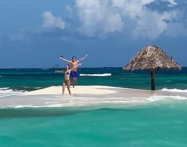 Talita also shared videos of the lovebirds prancing on a small island surrounded by vibrant blue water