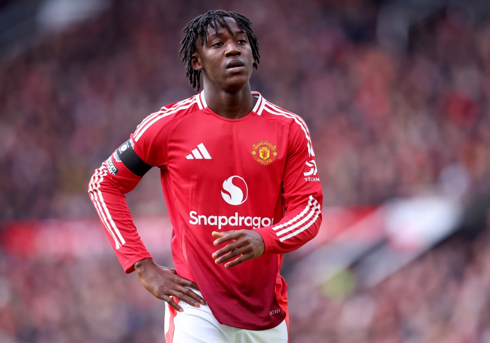 Kobbie Mainoo of Manchester United in action.