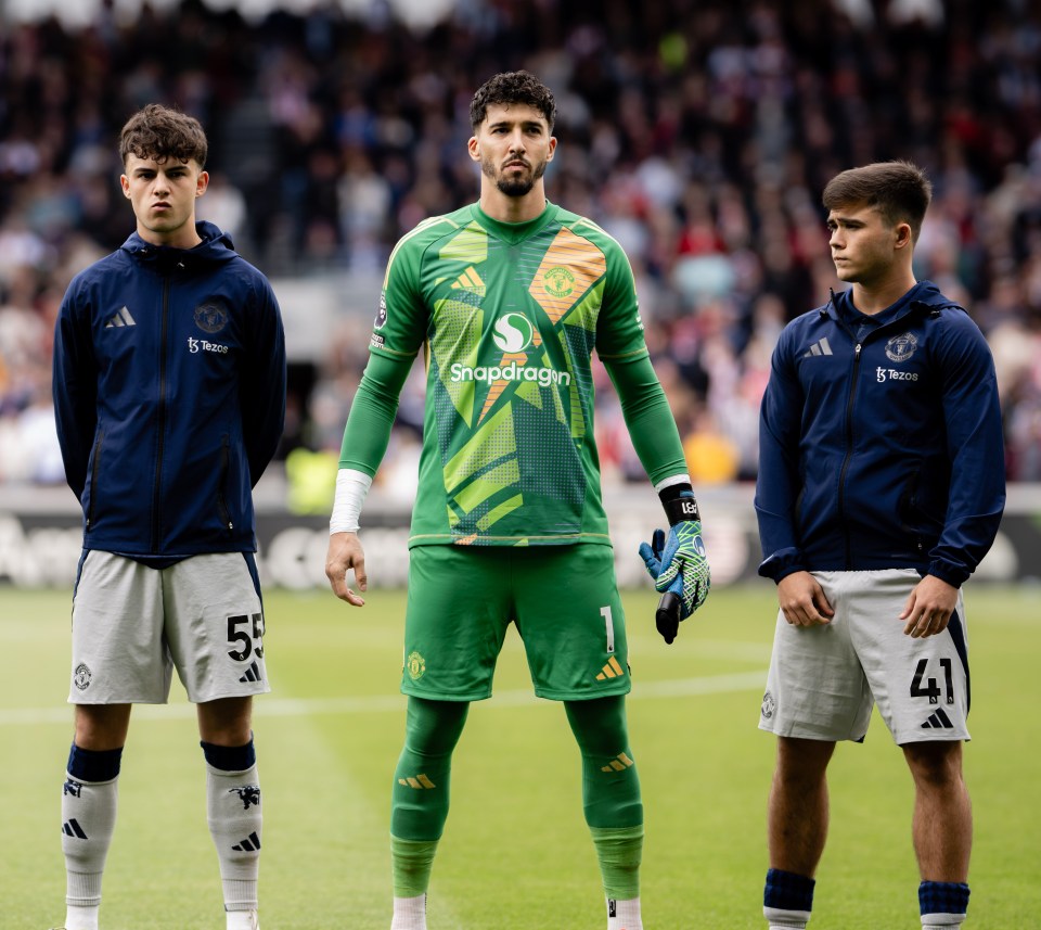 Manchester United players lining up before a match.