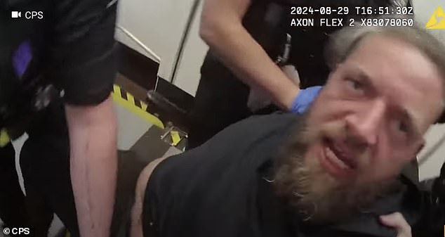 Foul-mouthed Lewis Howarth, from Bolton, Greater Manchester, was hurled off a plane after verbally abusing staff who asked him to fasten his seat-belt