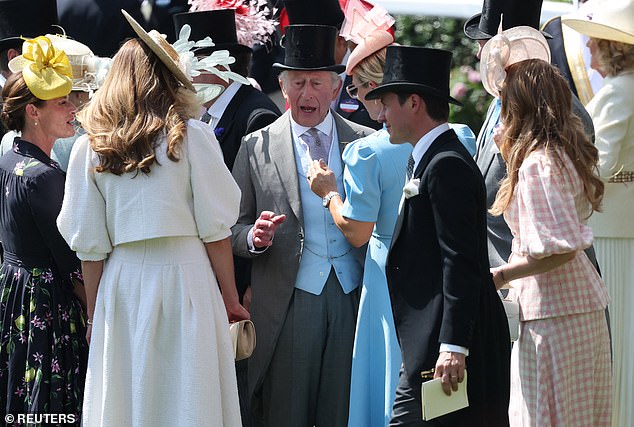 Harriet (pictured second left) already appears on good terms with many of the royals, and was pictured chatting to the King