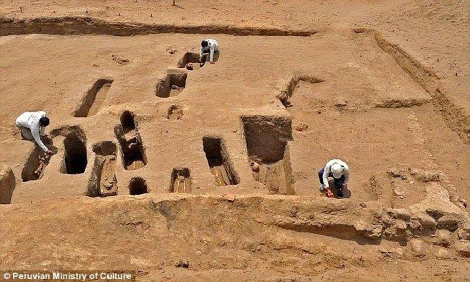 Ruins of a sanctuary used by the Inca to sacrifice children to their gods was discovered by archaeologists in at a coastal ruin complex in Peru in 2016. Experts digging at Chotuna-Chornancap (pictured), in north Lima, discovered 17 graves dating to at least the 15th century