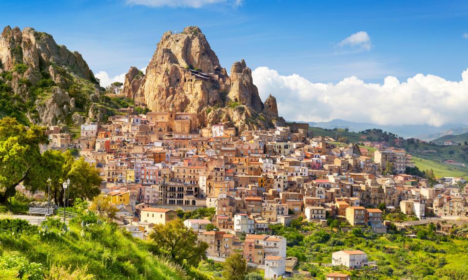 Gagliano Castelferrato, Sicily, built into a hillside.