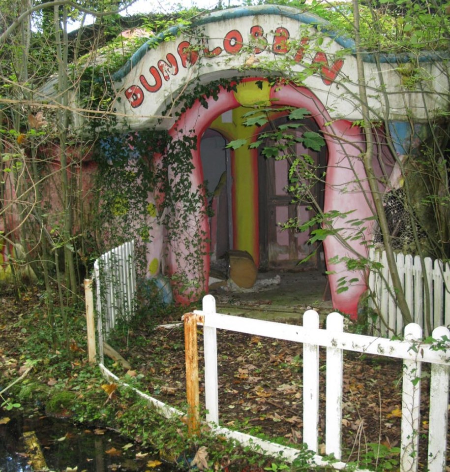 Overgrown remains of Mr. Blobby's house at the now-closed Blobbyland theme park.