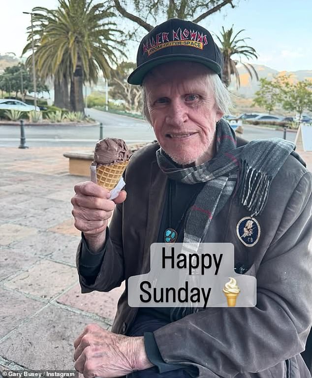 Busey is pictured in a recent Instagram post
