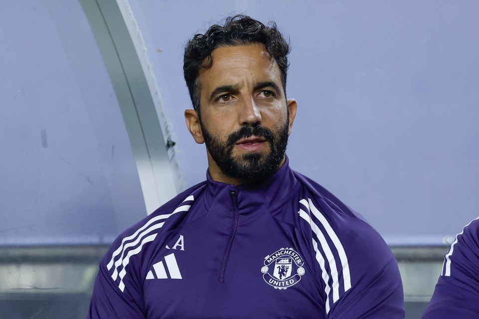 Ruben Amorim, Manchester United coach, on the bench.