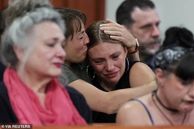 Surviving roommate Dylan Mortensen inside the courtroom after delivering an emotional victim impact statement