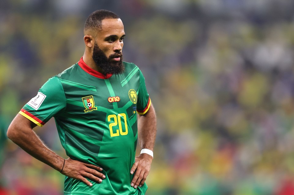 Bryan Mbeumo of Cameroon during a World Cup match.