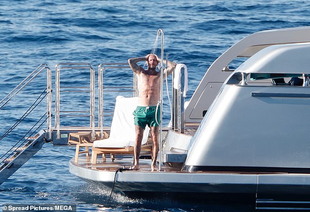 David showered off after taking a dip in the ocean