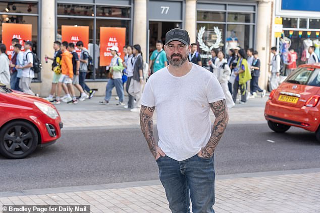 In 2021, McCormack (pictured in front of shoppers in Bedford) spent a portion of his fortune on Bedford FC and marketed it as the world's first 'Bitcoin club'