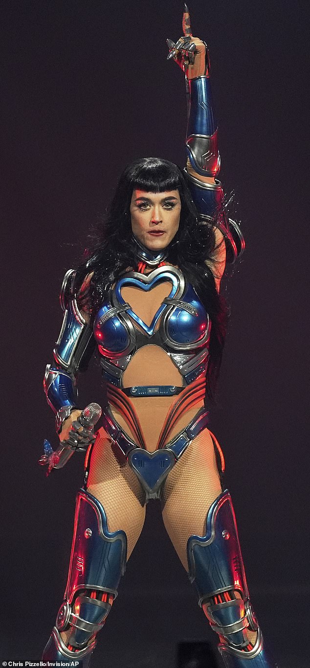 Katy Perry performing on her 'Lifetimes Tour' in California. The tour is made up of 92 shows across the globe