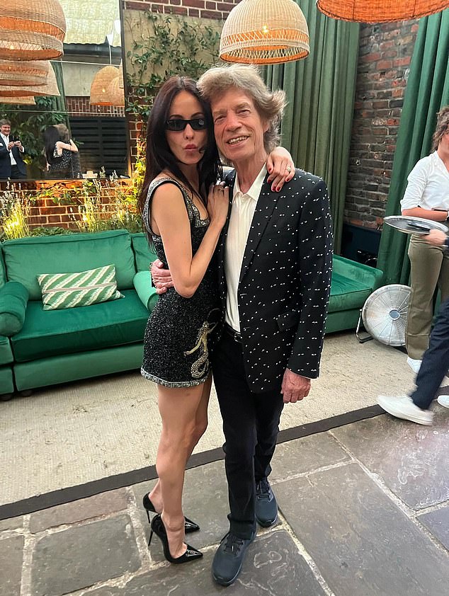 The couple are pictured at Mick's 82nd birthday party last Friday