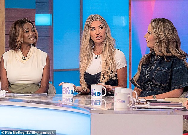 Christine on Loose Women with Oti Mabuse and Sophie Gravia (right