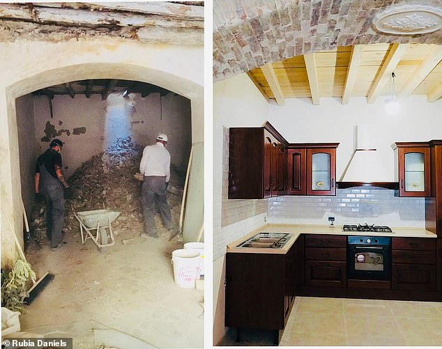 Before and after: Rubia reckons she has spent around ¿50,000 transforming each property