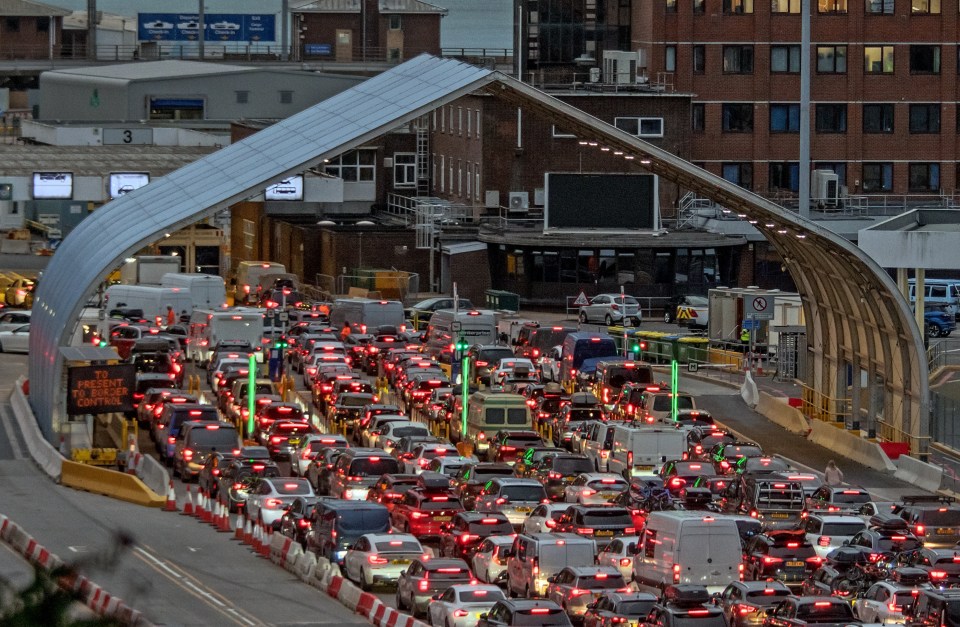 Traffic jam at the Port of Dover.