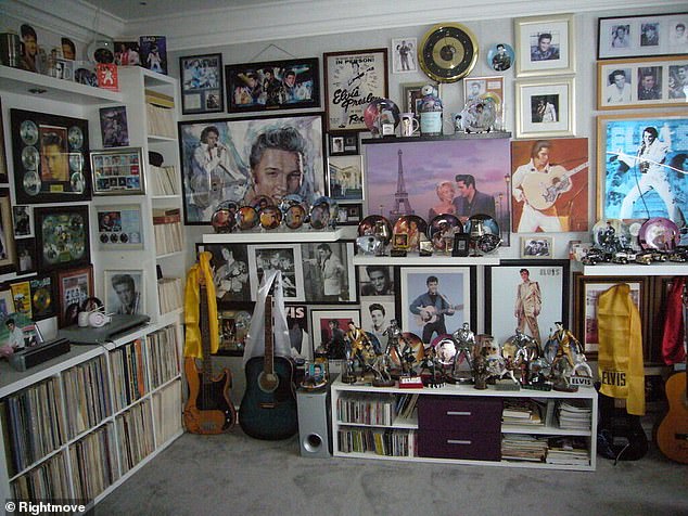 The semi-detached home in Goole, Yorkshire, which is up for grabs for £289,000, has caused a stir on social media for Elvis shrine