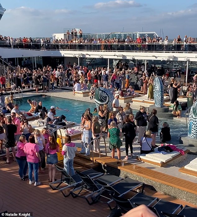 Chilling footage shows crowds partying on the cruise liner just hours before the 60-year-old was 'killed' on a 'stag do night' on the ship