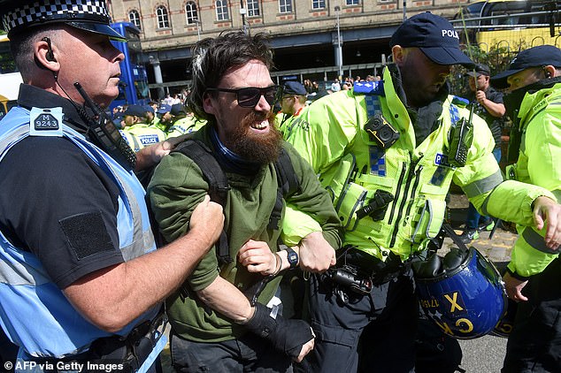 MANCHESTER: Some demonstrators were arrested by police