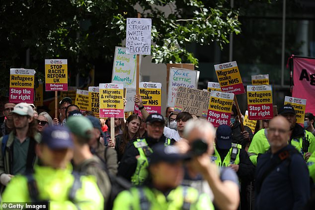 MANCHESTER: The far right protesters were confronted with counter-demonstrators