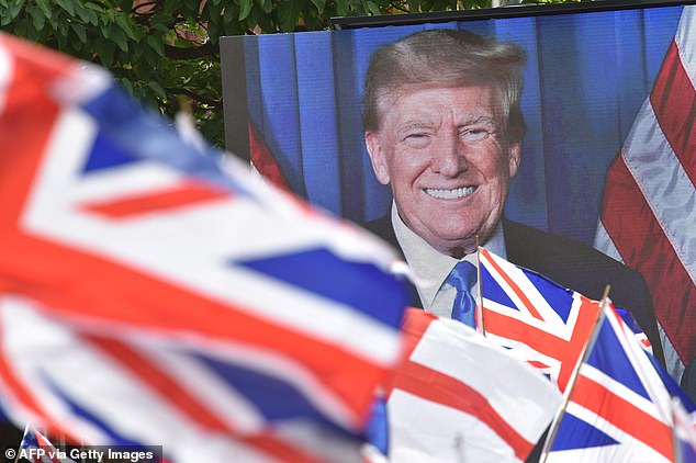 MANCHESTER: A picture of US President, who has pushed a policy of mass deportations in the country, was seen at the demonstration