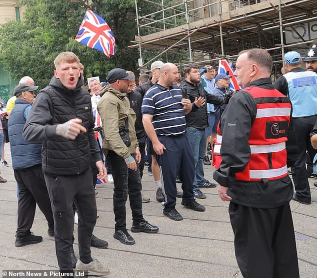Tensions were high at the protest in the north of England this afternoon