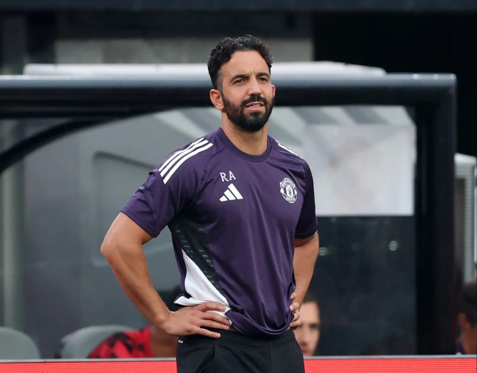 Rúben Amorim, head coach of Manchester United, at a soccer match.