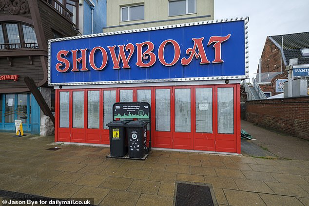 The Showboat restaurant sits boarded up along the seafront