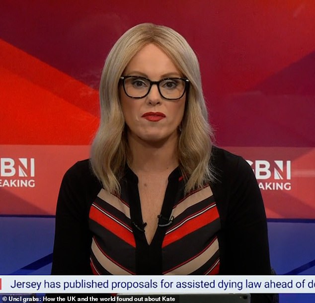 Michelle Dewberry is seen presenting a show on GB News