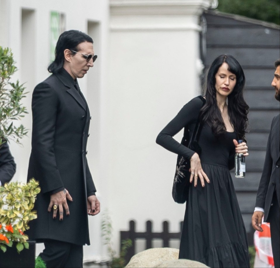 Marilyn Manson and Lindsay Usich attending a memorial service.