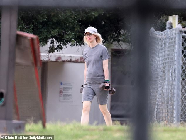 There is a softball field and pickleball courts at the facility where Holmes was seen exercising on Saturday