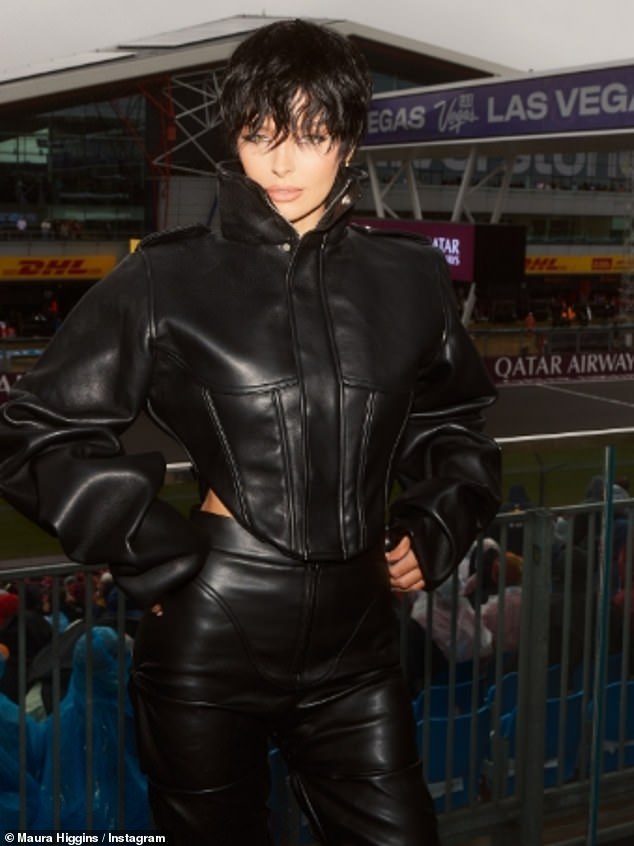 The Love Island star in this photograph looked worlds away from herself when wearing a striking wig and all leather outfit