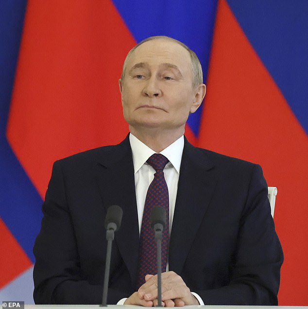 Mr Trump's has given a deadline of August 8 for Vladimir Putin (pictured) to declare a ceasefire in the war against Ukraine