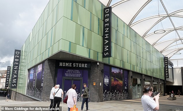A large Debenhams store remains outside the Friars Walk centre after being closed in 2021