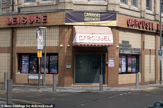 Among the few stores still remaining standing is a Carousel Amusements casino