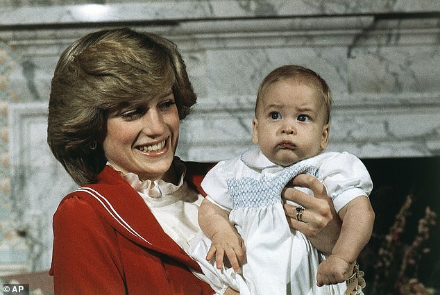Baby William and Diana are pictured during a photocall at Kensington Palace on December 22, 1982