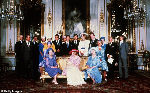 The Princess of Wales, surrounded by family and friends, holds her baby son William as she sits with Queen Elizabeth ll and the Queen Mother following William's Christening