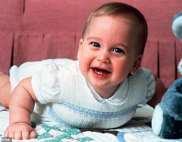 Baby William, who was christened William Arthur Philip Louis, is pictured in March 1983