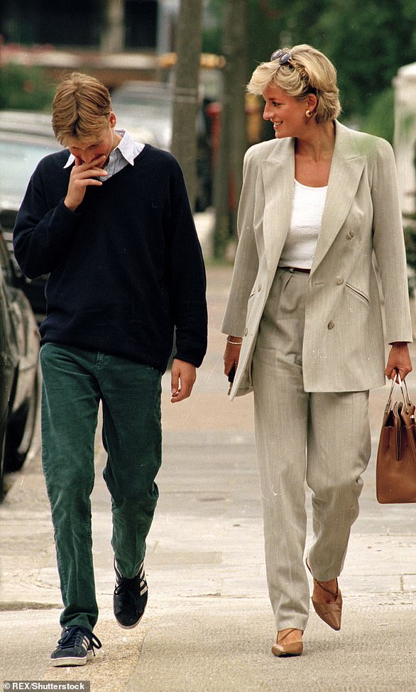 Princess Diana and Prince William leave lunch at La Famiglia in London's upmarket Chelsea neighbourhood just weeks before her death