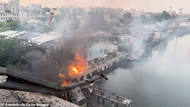 The bridge attack caused a fire to break out at three private houses and one apartment building
