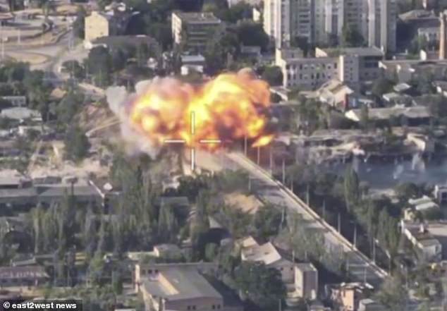 The Russian attack exploded the vital road crossing of the Dnipro River - severing a main artery to the Korabel district of the city